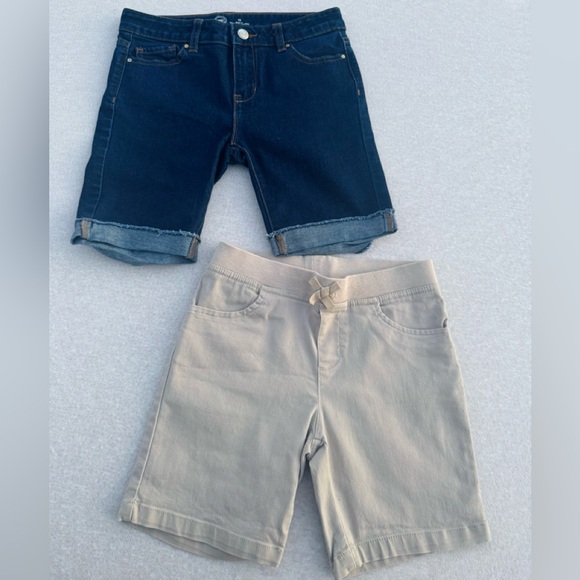 Wonder Nation Blue Denim and French Toast Tan Shorts Kids Girls Set - Picture 1 of 7